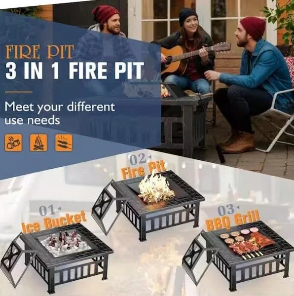 Tozey 32in Outdoor Fire Pit EM44388 SILVER