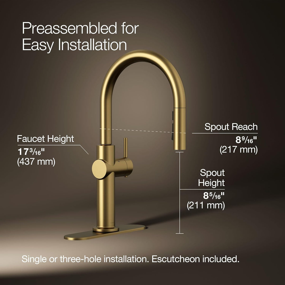 K22974-2MB Crue TOUCHLESS PD Deck FCT VBMBRS Vibrant Brushed Moderne Brass.