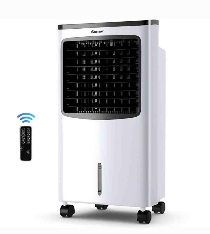 Costway Portable Cooler Fan Filter Humidify Anion W/ Remote Control, ES10348US-WH, White