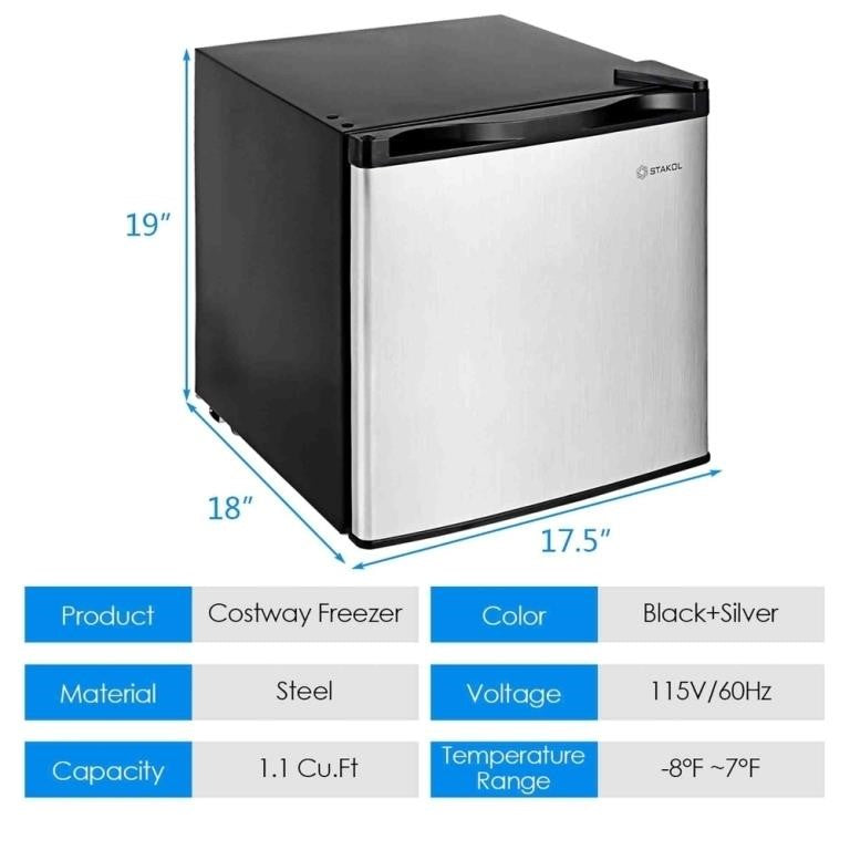 Costway 1.1 cu.ft. Compact Mini Upright F
