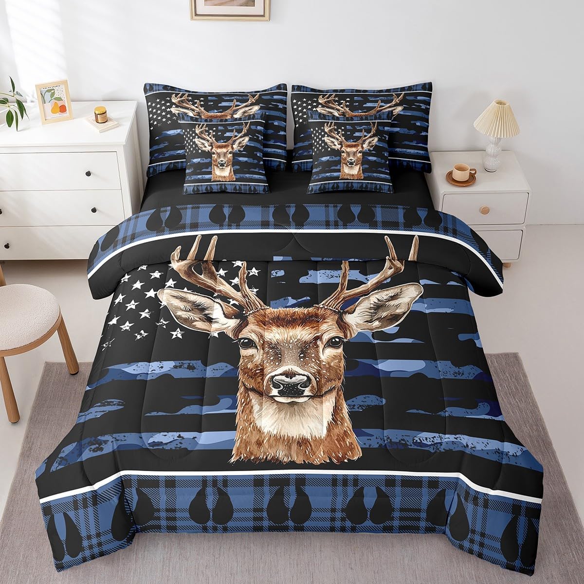 Erosebridal Boys Camo Deer Twin Bedding Set 7 Piece