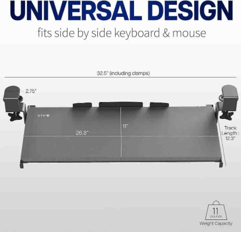 VIVO Large Keyboard Tray Under Desk Pull Out, Black, MOUNT-KB05E