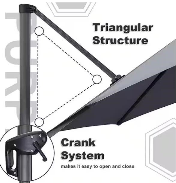 Cantilever Umbrella Gray 9x11.5' EN44589