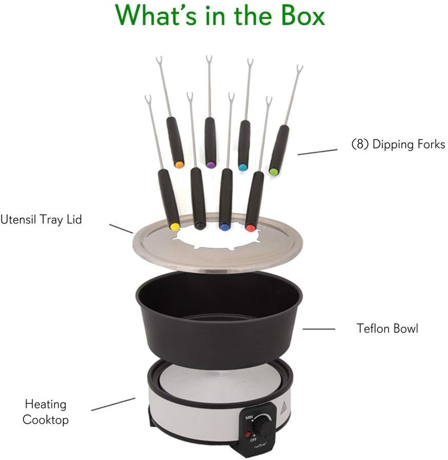 Nutrichef Electric Chocolate Fondue Maker Set