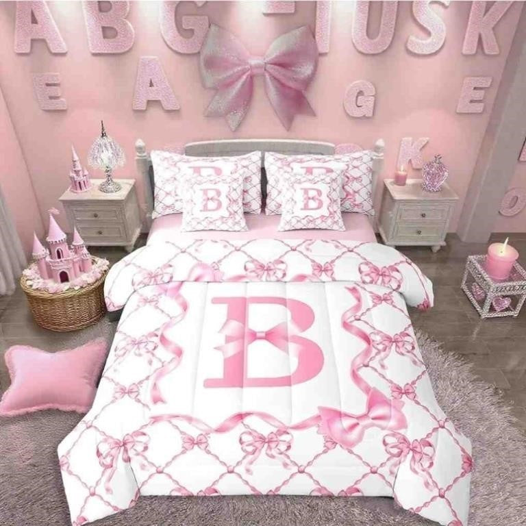 Erosebridal Bow Gifts Preppy Bed, Queen Size 7pcs, Letter B