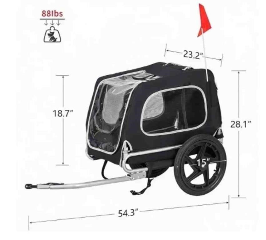 SDHYL Dog Bike Trailer, Portable Pet Bicycle Trailer on Wheel BLACK