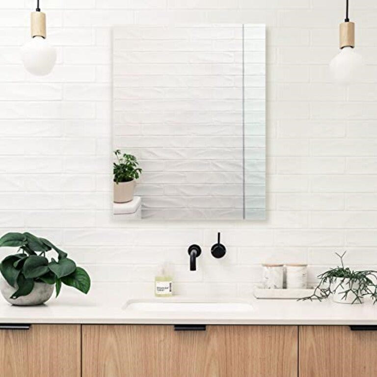 Mirrorons 28" x 36" Frameless Wall Mirror with Polished Edge