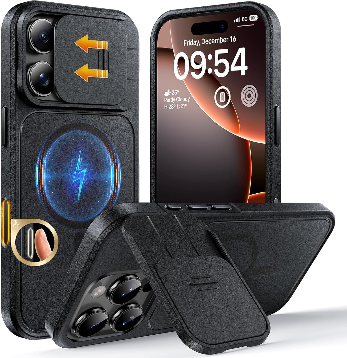 TOCOL for iPhone 16 Pro Case, Space Black