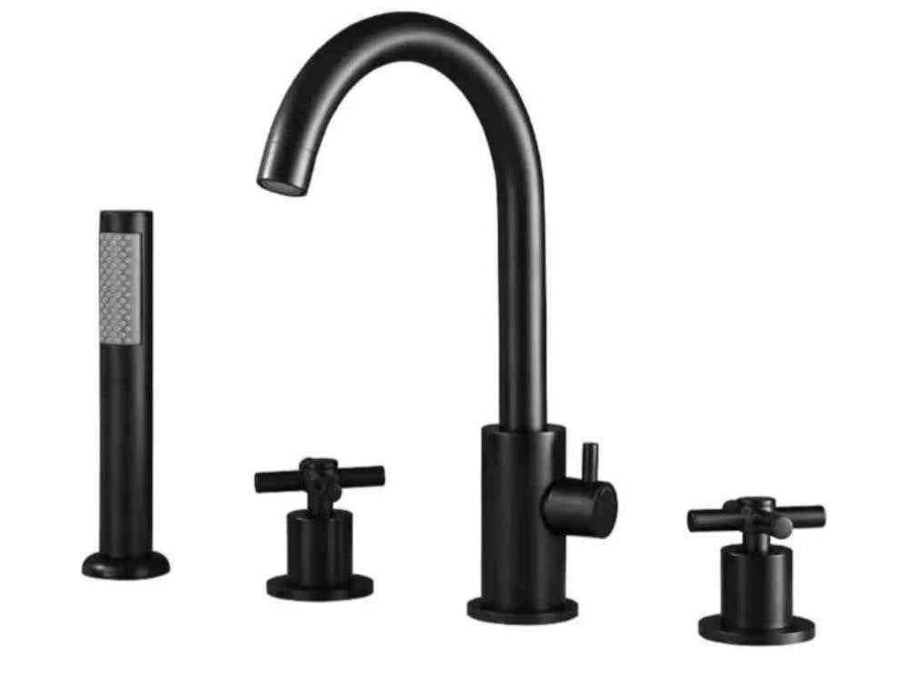 TCUDCKI Bathtub Faucet with Hand Shower 4 Hole