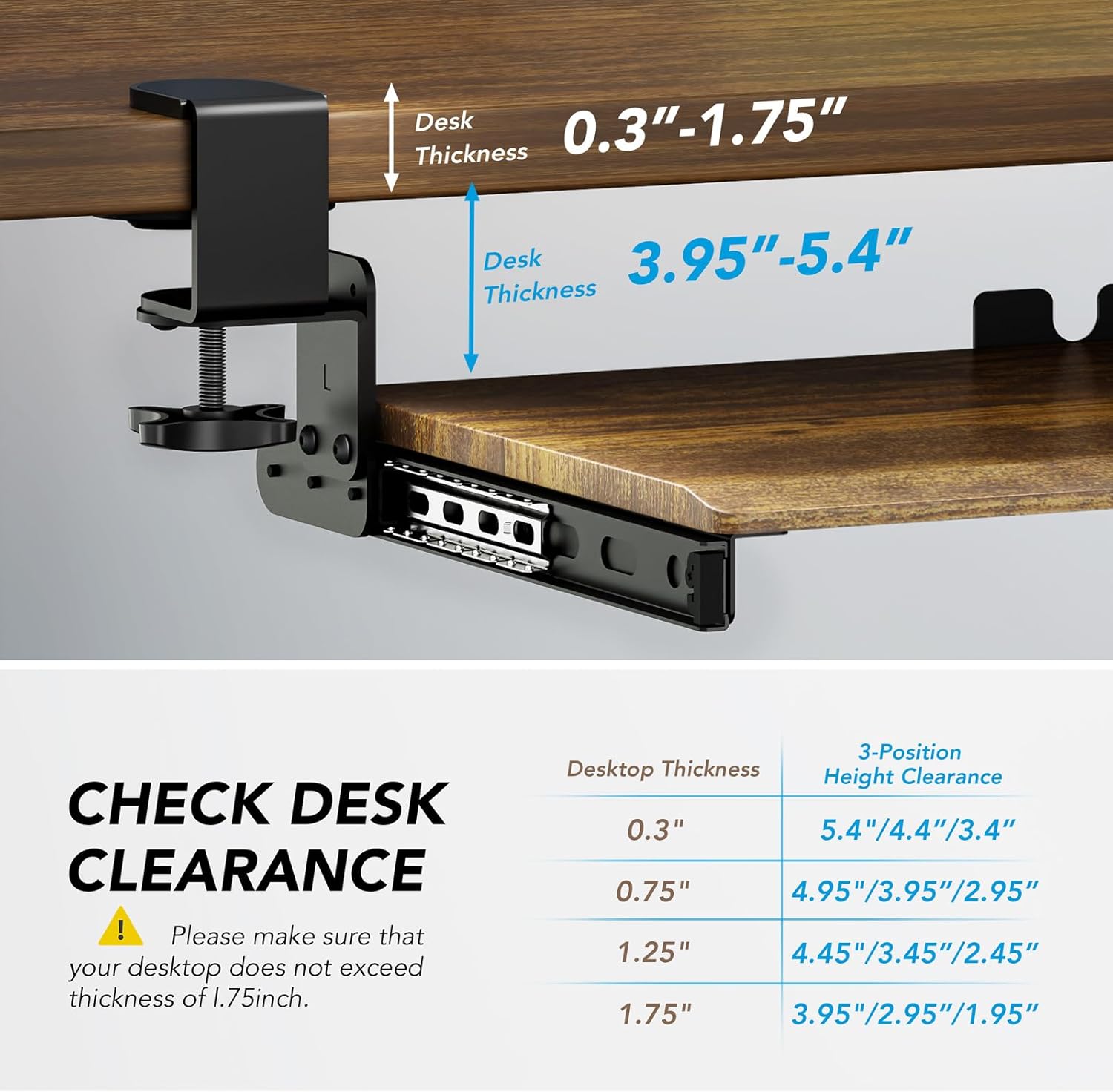 AX WABER Keyboard Tray Under Desk Pull Out, Typing Vintage AX01WG02