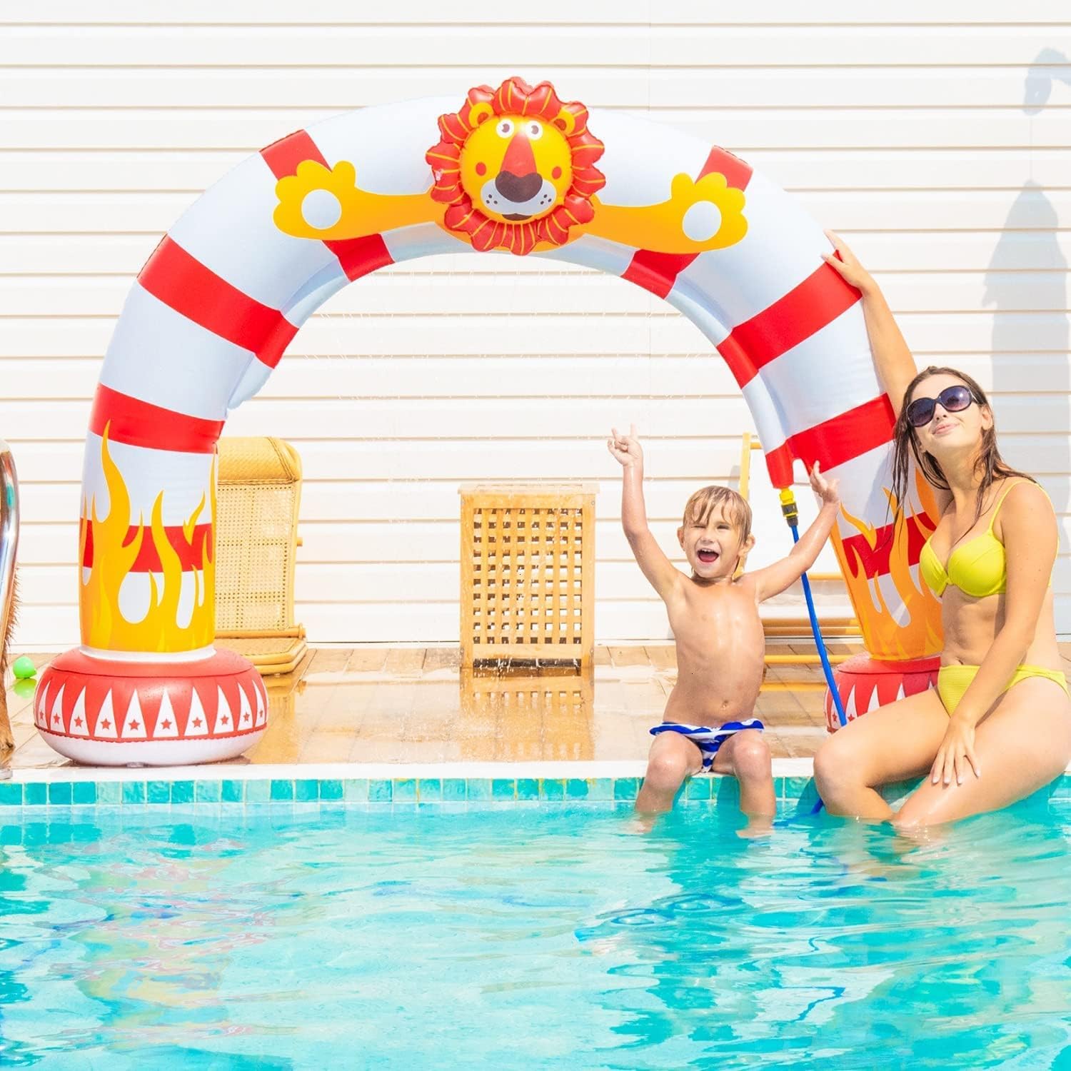 Inflatable Rainbow Lion Sprinkler Backyard Arch