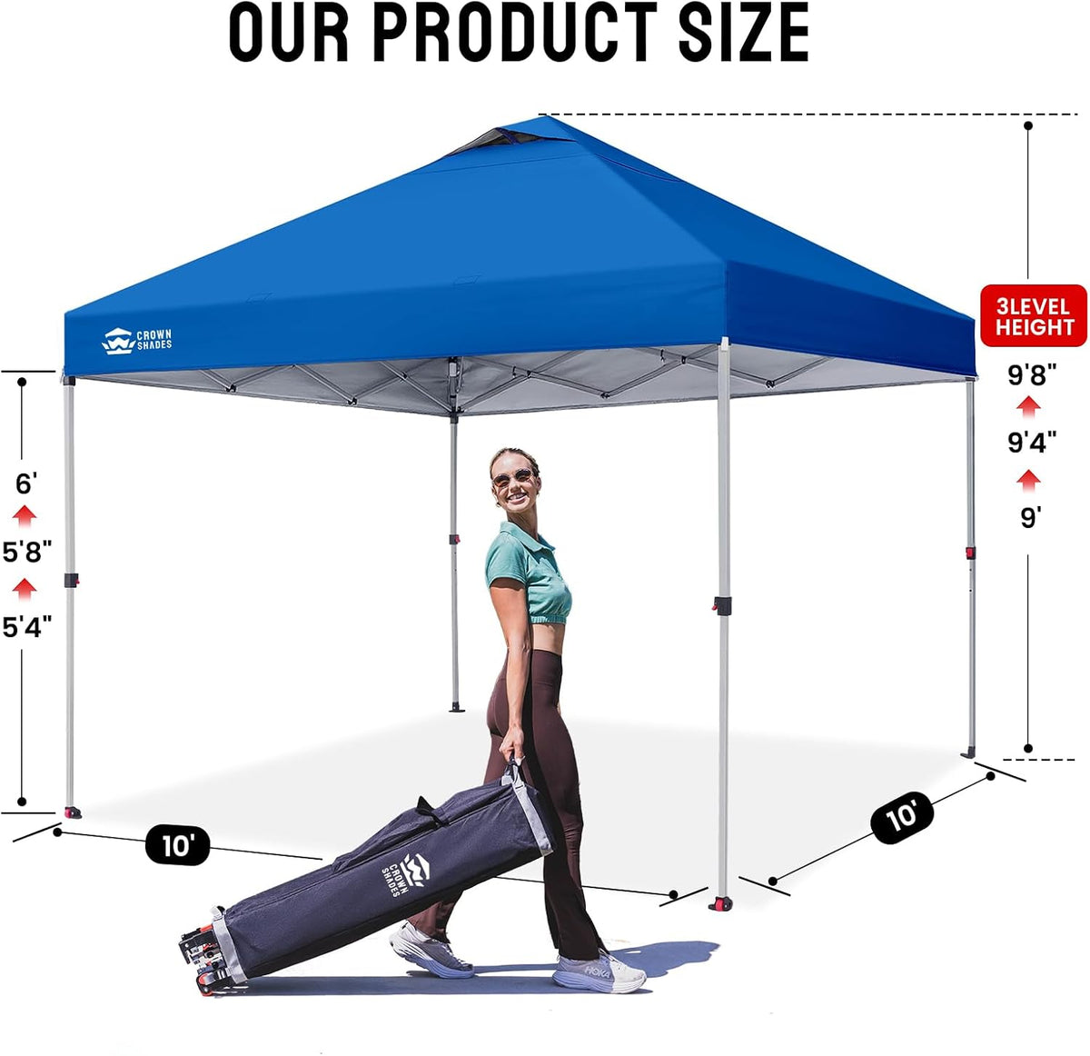 CROWN SHADES 10x10 Pop Up Canopy Tent, Blue