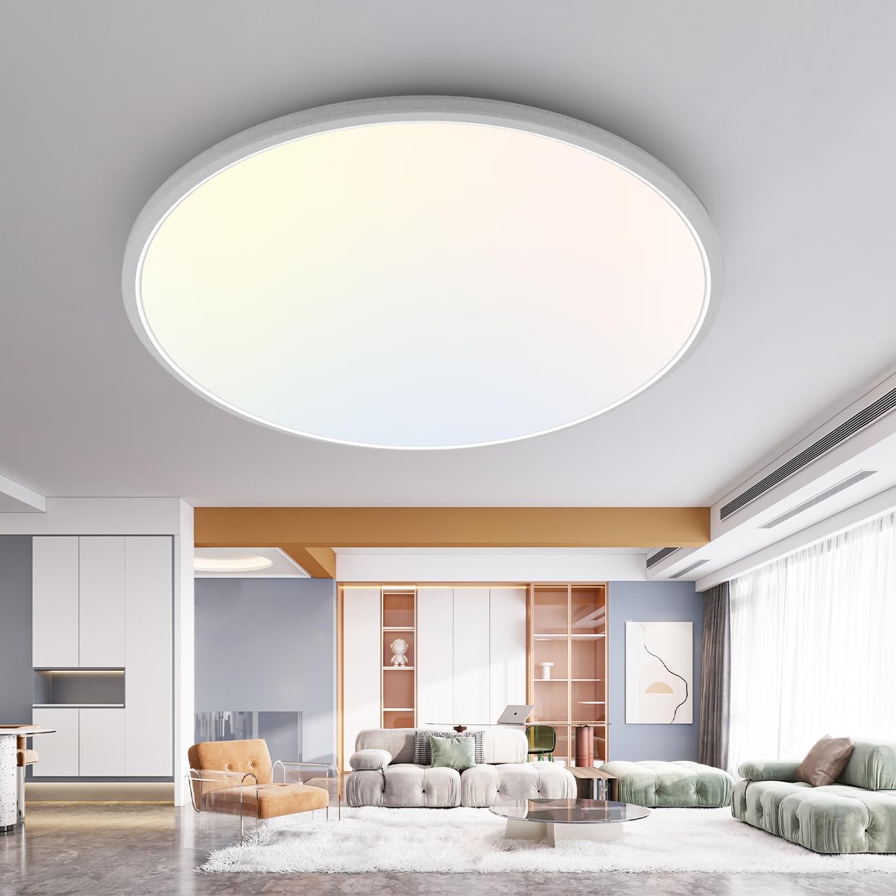 16.5 Inch Dimmable LED Flush Mount Ceiling Light, 3000K-4500K-6000K 3 Color Selectable Ceiling Lamp