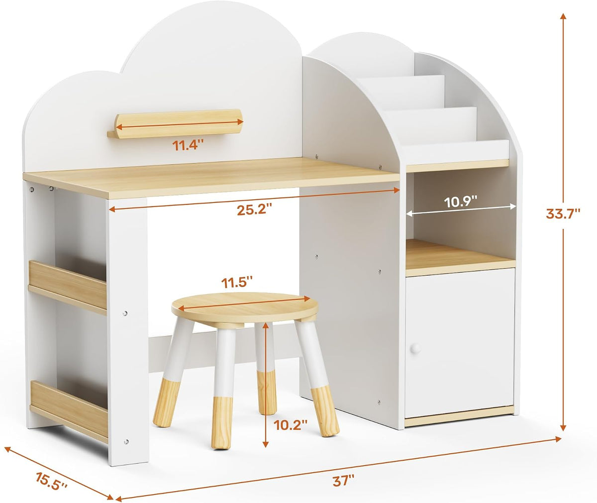 Wooden Kids Desk and Chair Set with Storage, Ages 3-8 (One Child) XILINGOL