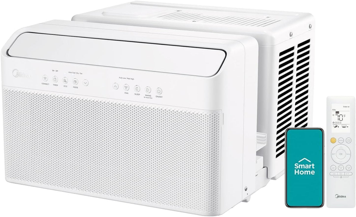 Midea 12,000 BTU U-Shaped Smart Inverter Window Air Conditioner, Cools up to 550 Sq. Ft.,