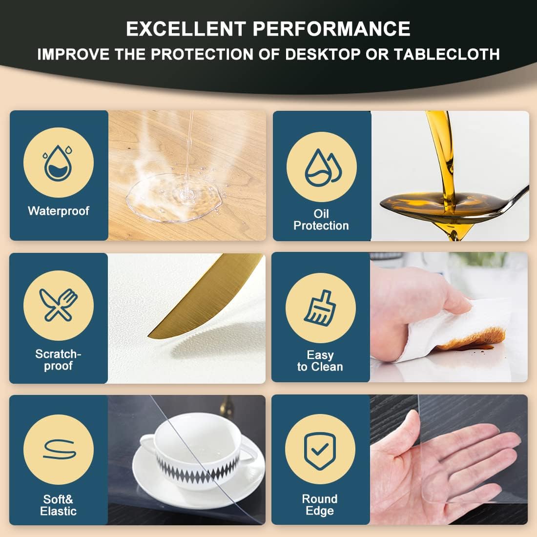 Clear Writing Desk Pad, 14’’x30” He