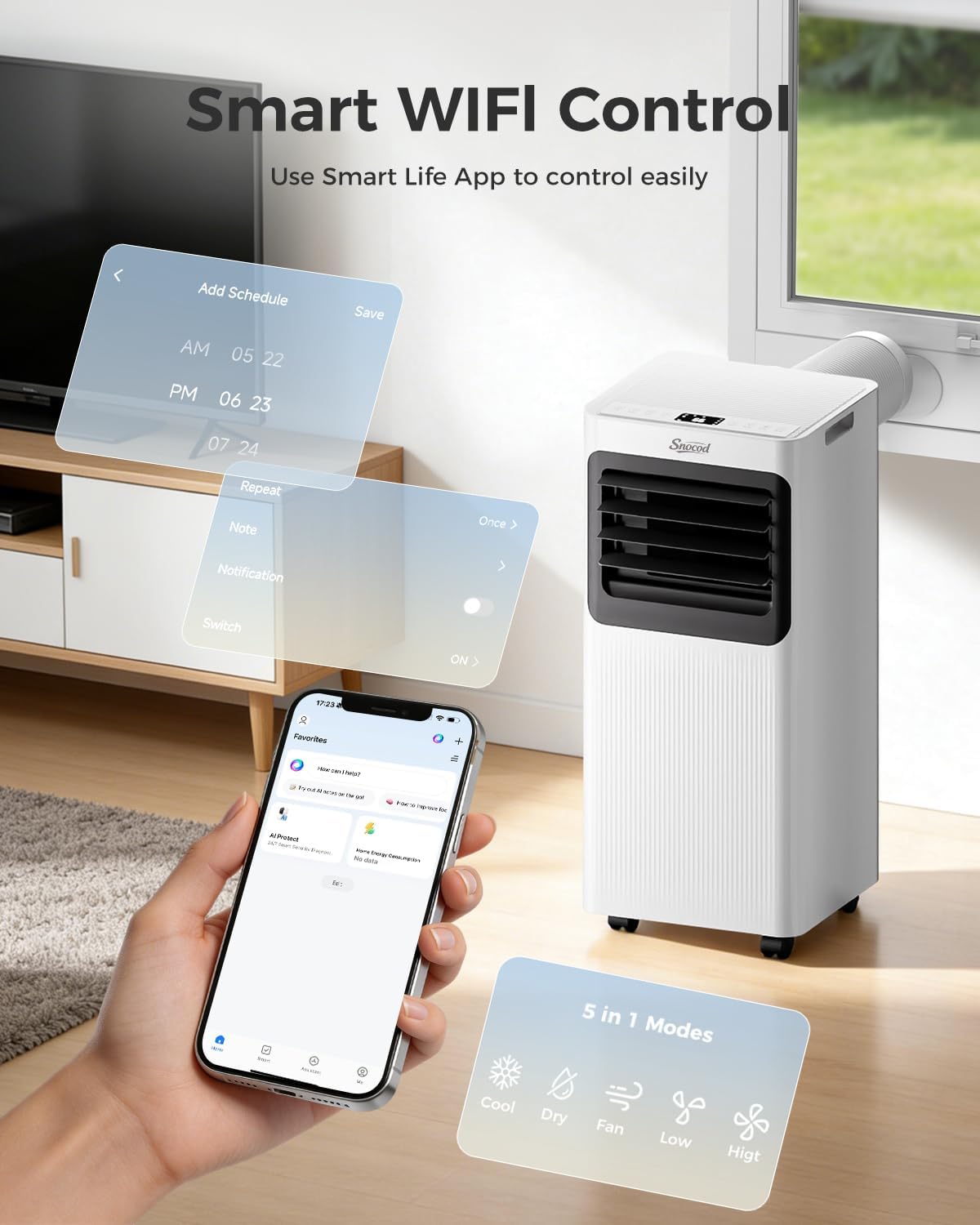 Portable Air Conditioners for Large Room up to 750 Sq. Ft., 5-in-1 Smart AC, Snocod 16000 BTU