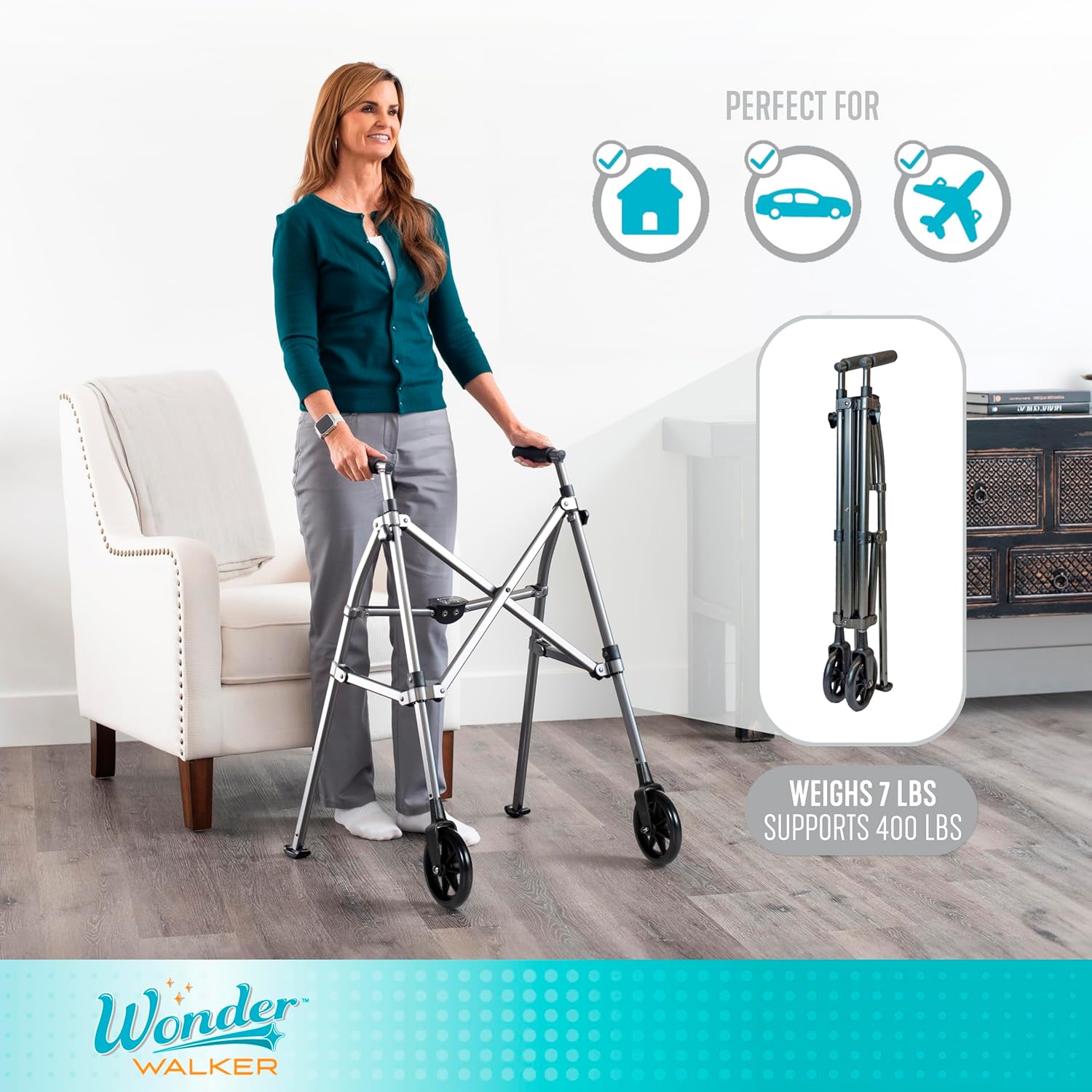 Able Life Space Saver Walker Short, Cobalt Blue
