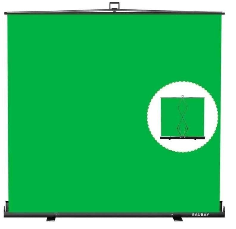 RAUBAY 200x210cm/78.7x82.7in Large Collapsible Green Screen Backdrop Portable Retractable