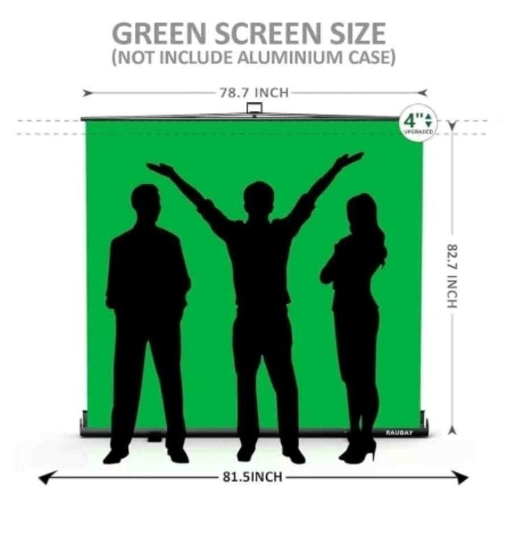 RAUBAY 200x210cm/78.7x82.7in Large Collapsible Green Screen Backdrop Portable Retractable