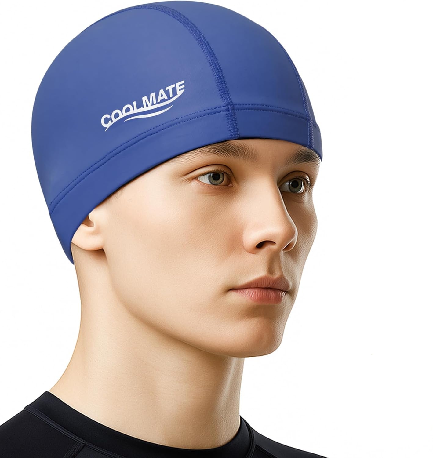 COOLMATE Fabric Swim Cap, Lightweight, Navy Blue L