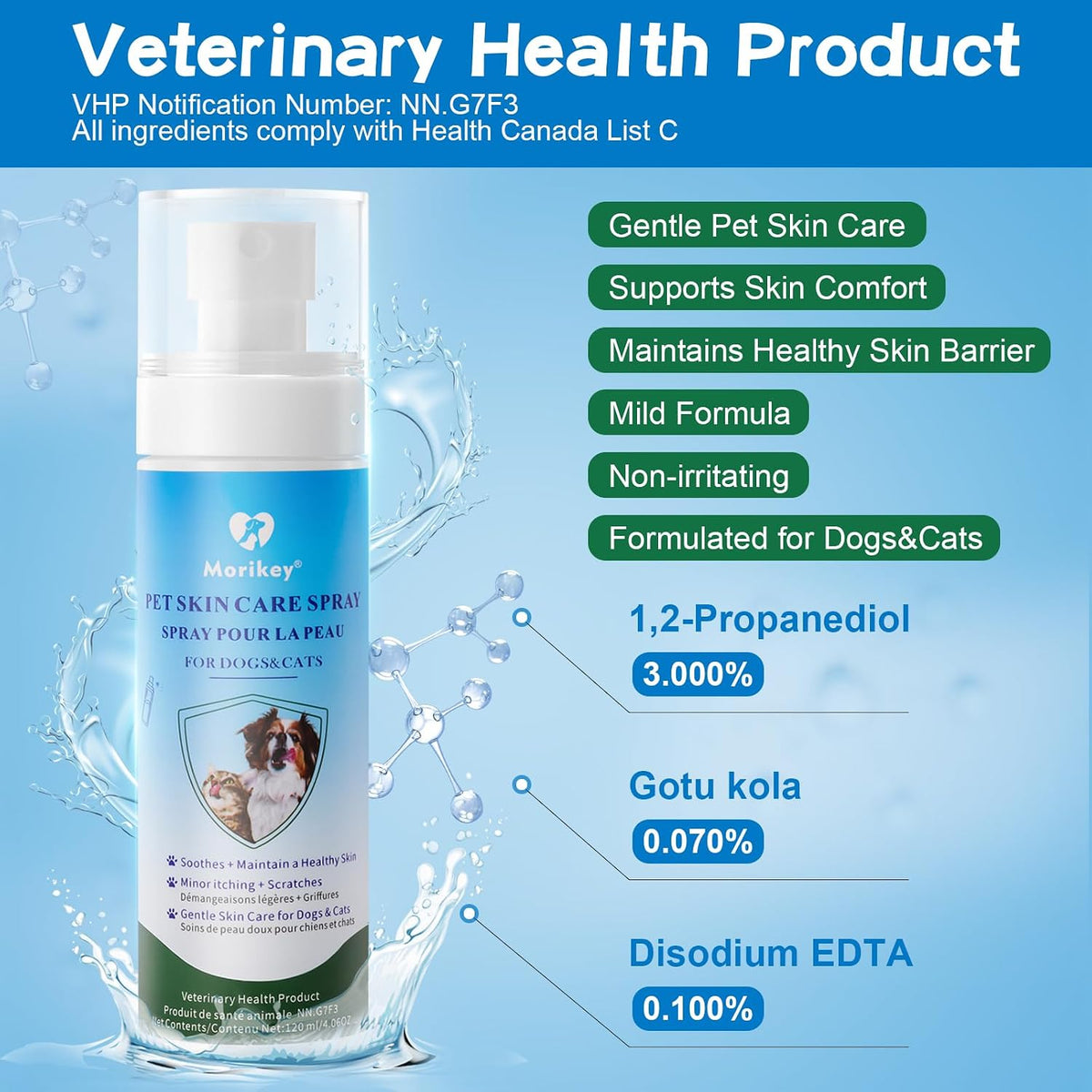 Morikey Pet Wound Care, Gentle Formula Wound Spray for Pets, 4.06OZ
