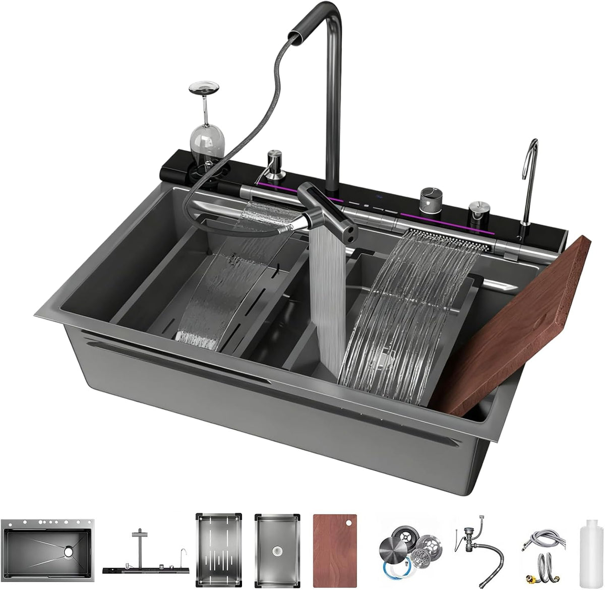 Kitchen Sink 304 Stainless Steel Single Bowl Kitchen Sinks, 33 x 22 inch.