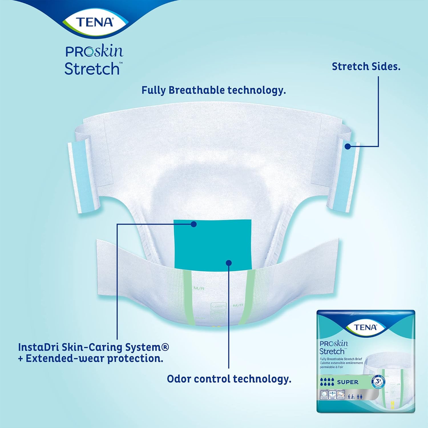 TENA Stretch Super Briefs, Incontinence, Disposable, Heavy Absorbency