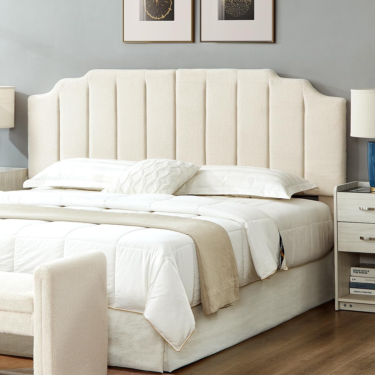 24KF Modern Teddy Fabric Upholstered King/Cal. 6026-K-Teddy Cream