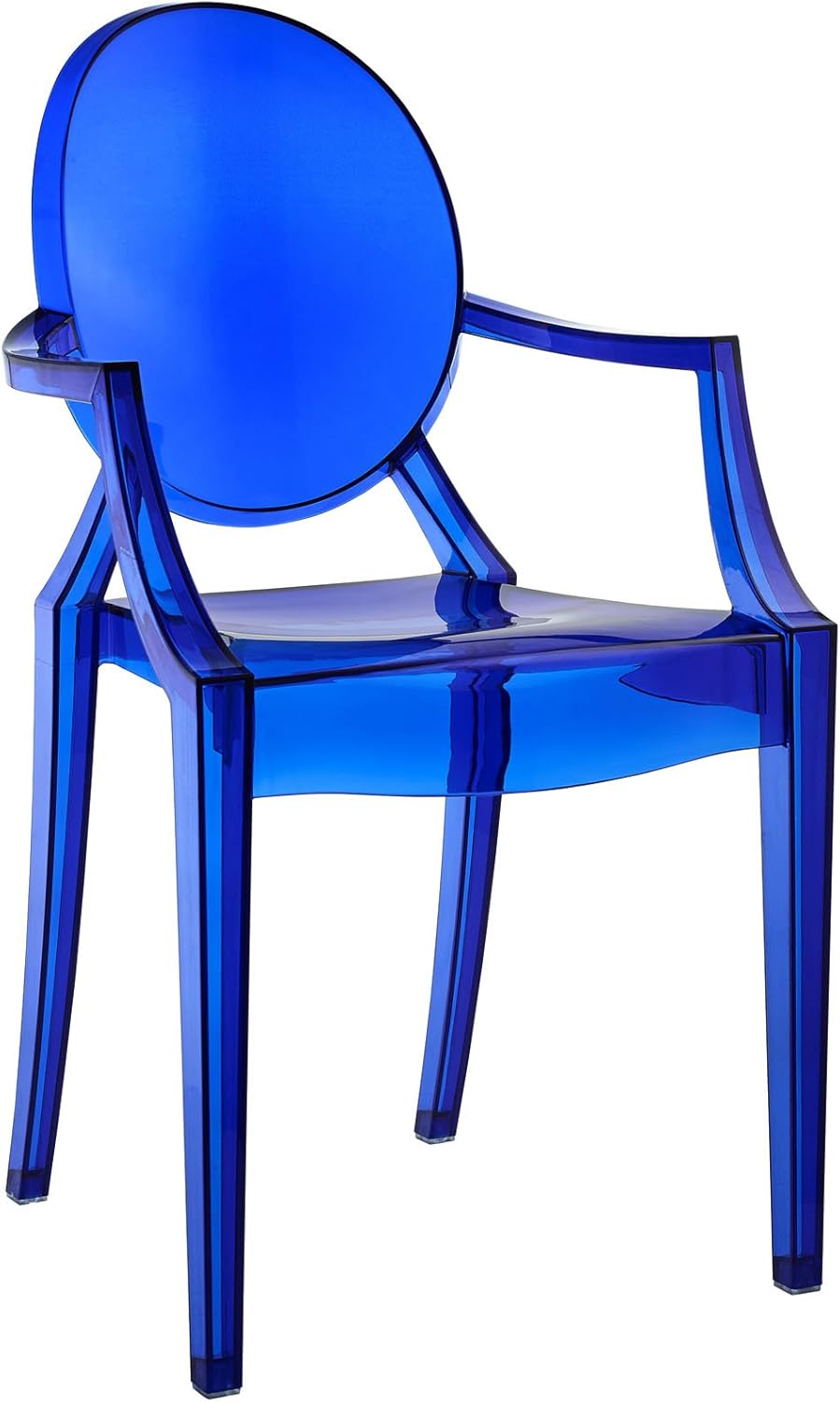 Set Of 3 Modway EEI-121-BLU Casper Modern Acrylic Stacking Kitchen and Dining Room Arm Chair in Blue - Fully Assembled
