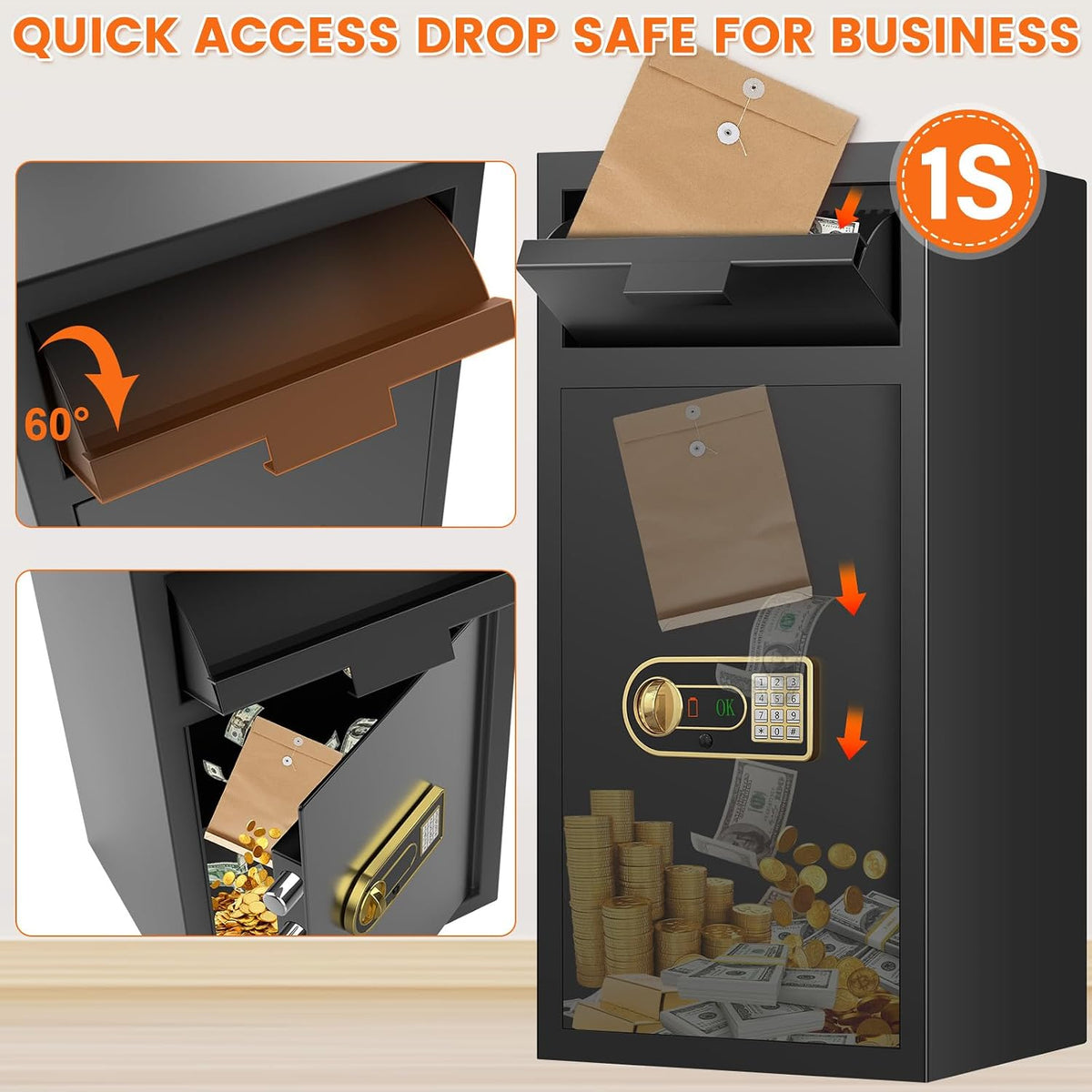 7.5 Cu ft Extra Large Drop Safe Box for Business
