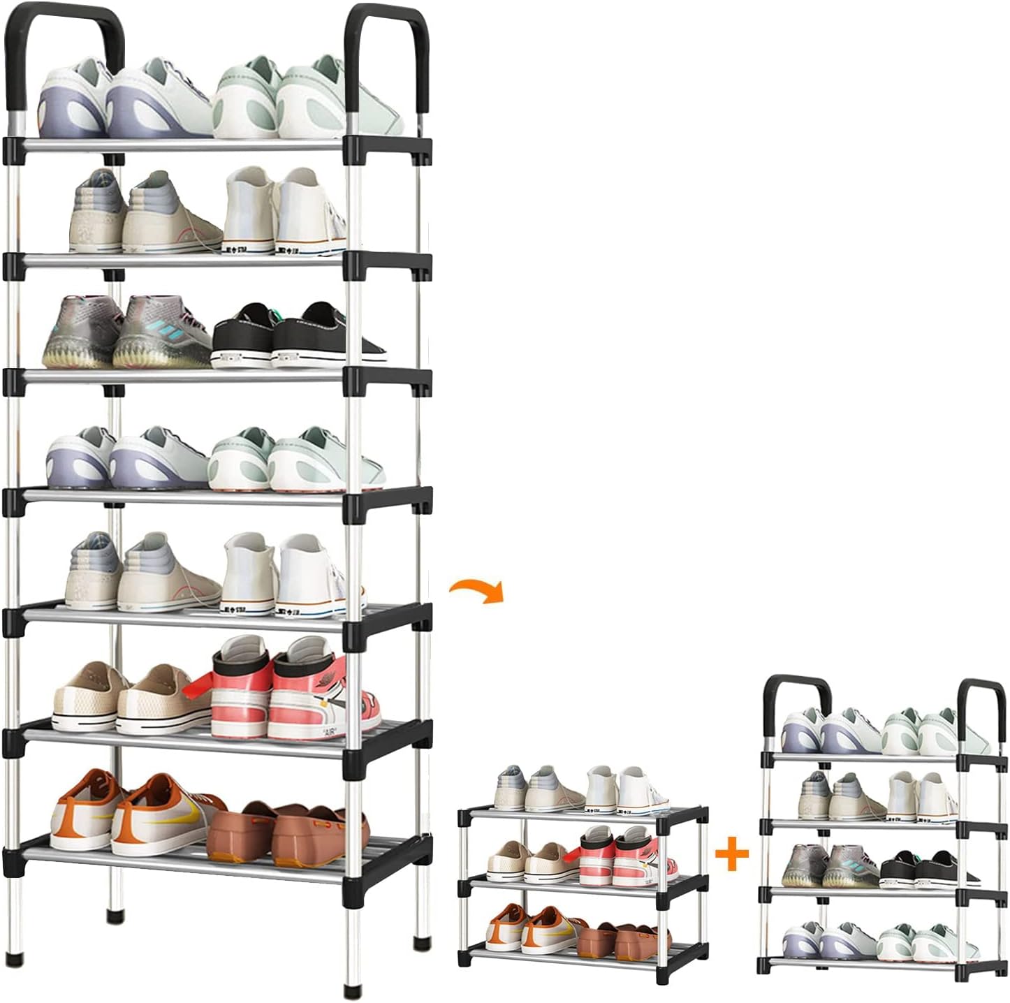 Shoe Rack 7 Levels, Stainless Steel Shoe Rack Organizer