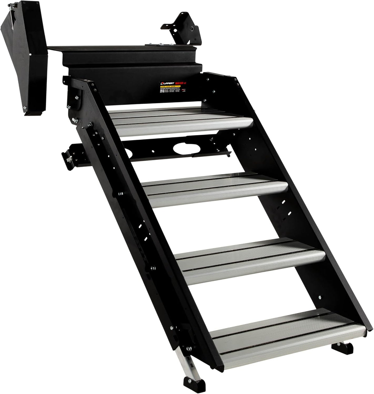 Lippert Solid Step 4.0 Premium Quad RV Camper Entry Steps, 26" Black/Silver