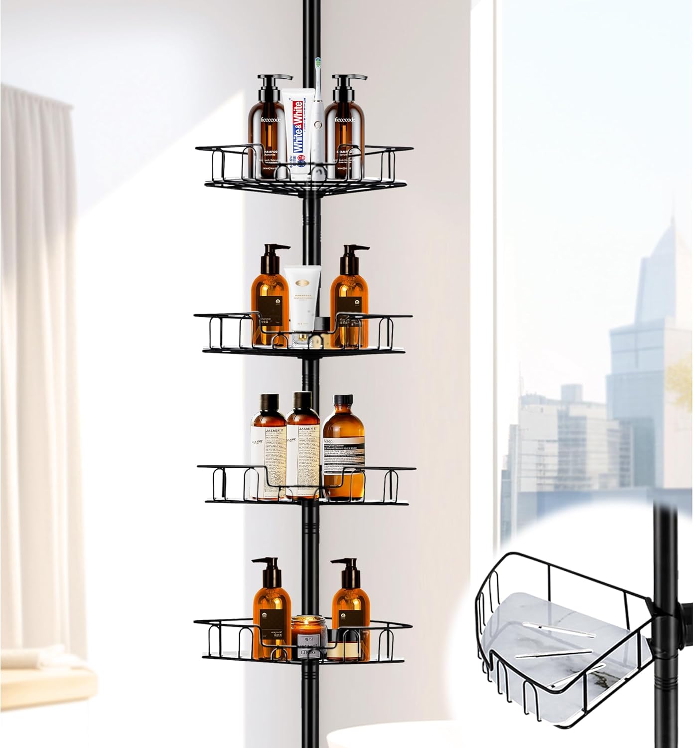 Matte Black Shower Corner Caddy