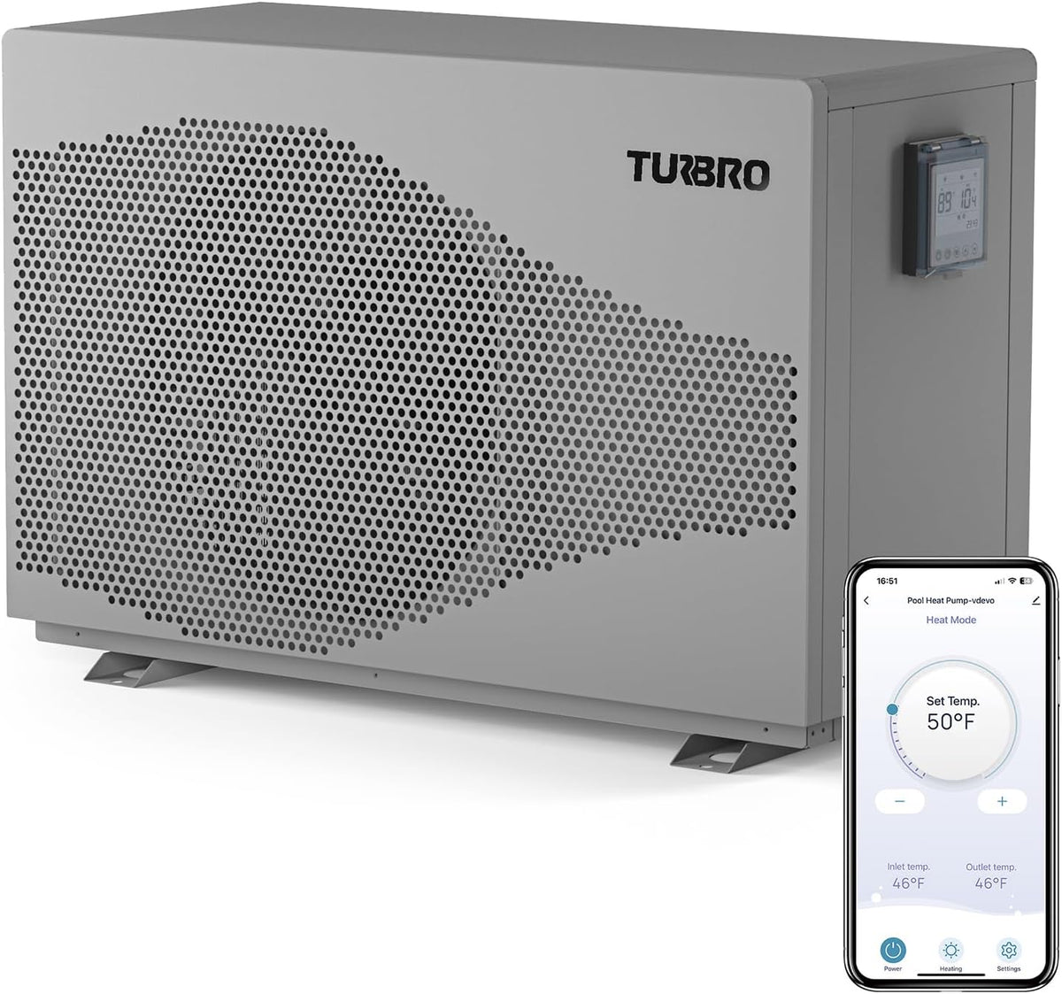 TURBRO 33,000 BTU DC Inverter Swimming Pool Heat Pump, 10,000 Gal Model Beluga B33V