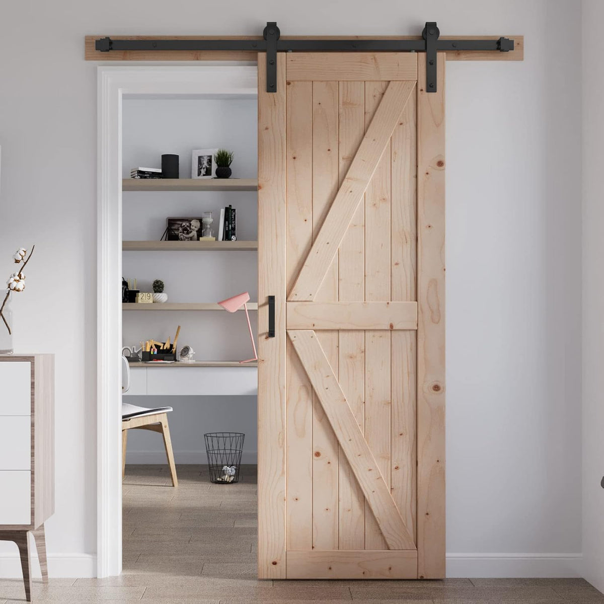 Sliding Barn Wood Door Slab with 5FT, 30in x 84in FREDBECK