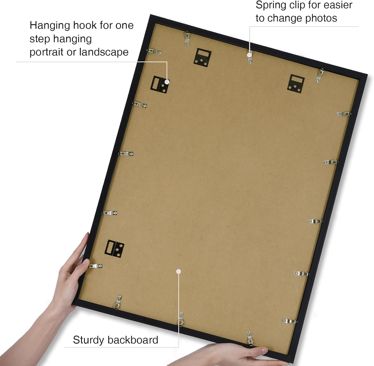 Vittanly 18x24 Picture Frame with Plexiglass - Large Black Poster Frame for Wall Display - Includes 16x20 Mat, Made of Durable PVC Design - 1 Pack