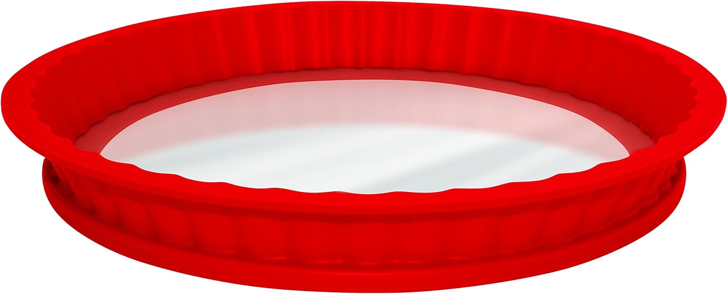 DoughEz 10-Inch Round Non-Stick Silicone Glass Bottom Pie Pan