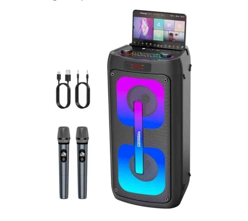 Karaoke Machine for Adults, Portable Bluetooth Speaker with 2 Wireless Microphones