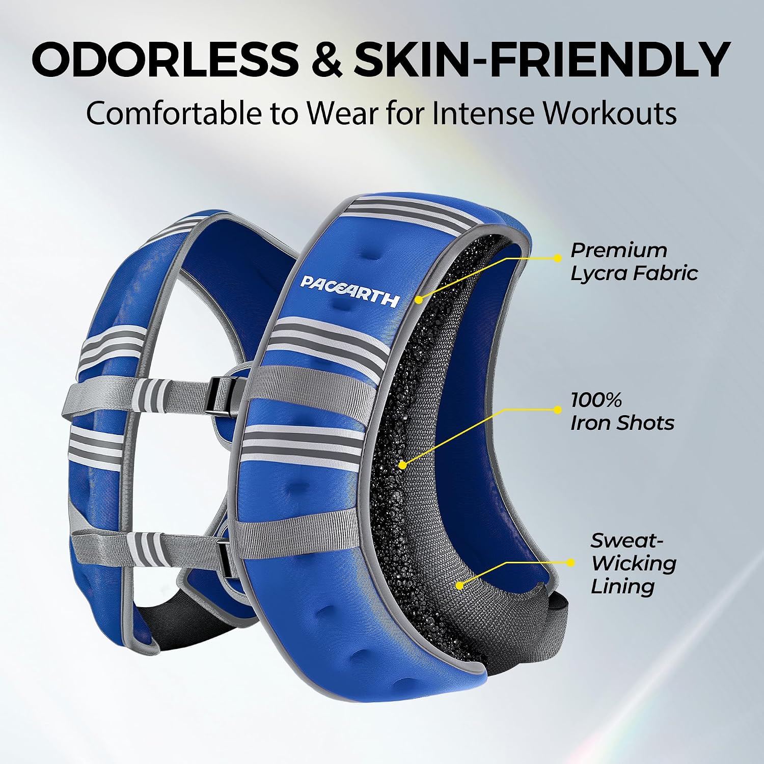PACEARTH 6lb Weight Vest with Reflective Stripe, Vibrant Blue