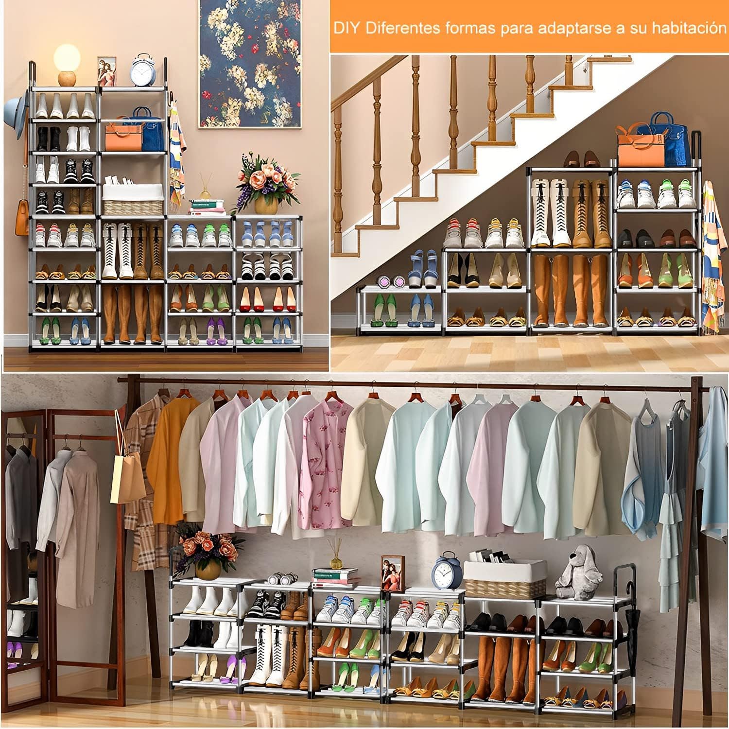 Shoe Rack 7 Levels, Stainless Steel Shoe Rack Organizer