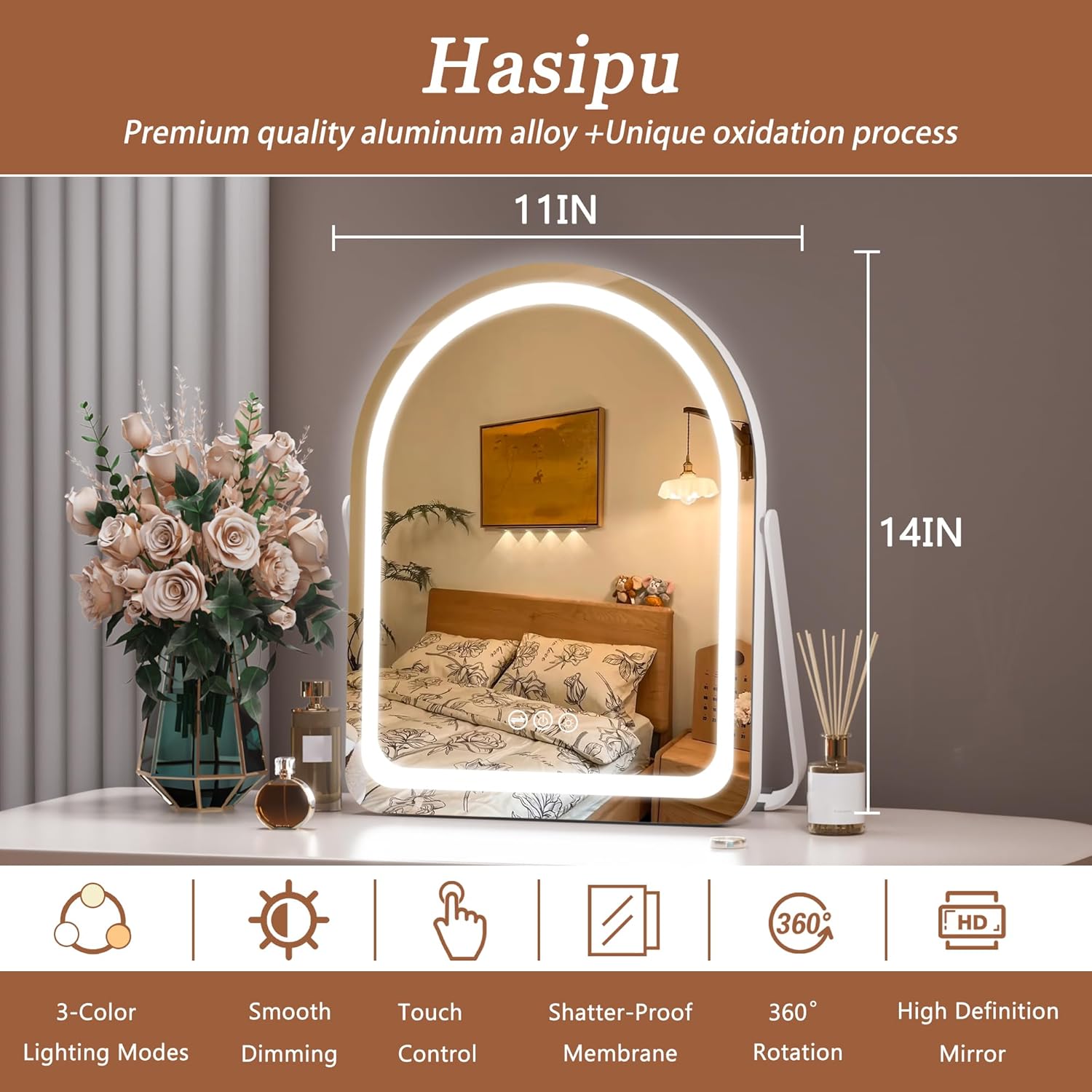 Hasipu Vanity Mirror with Lights, 11" X 14"