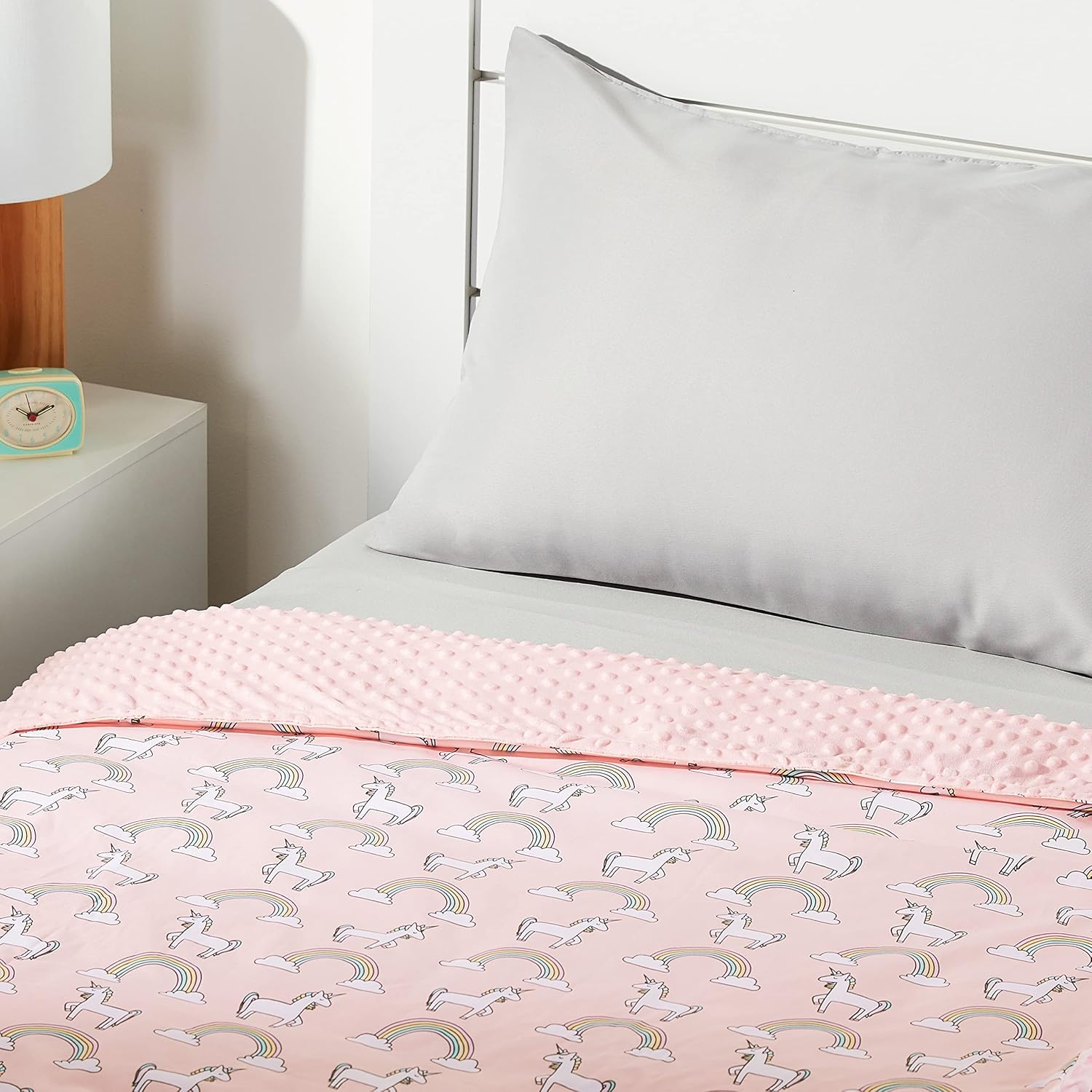 Kids Cotton Weighted Blanket and Micromink Cover - 10-Pound, 41" x 60", Pink/Unicorn