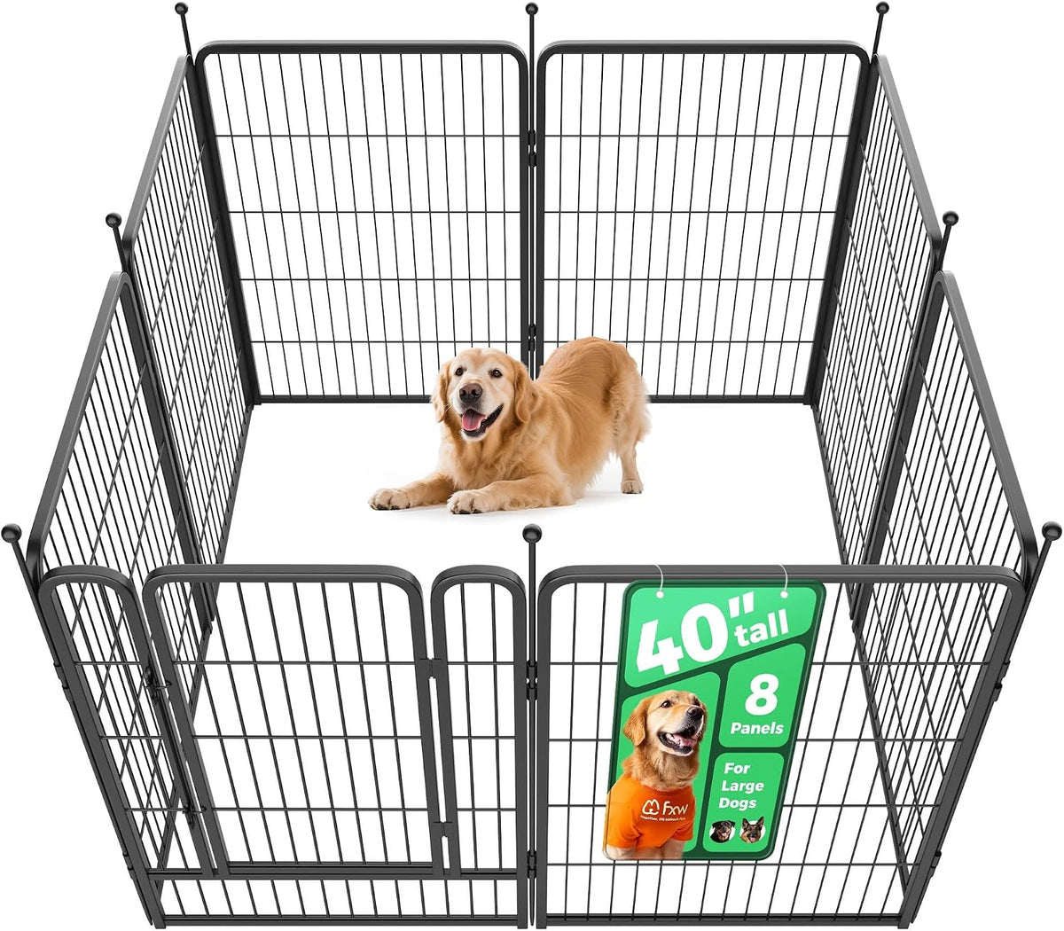 Rollick Dog Playpen, Indoor, Yard & RV Camping, 40" H, 8 Panels