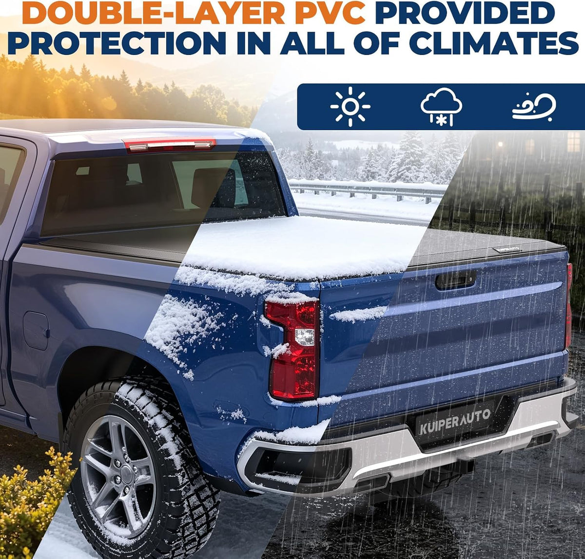 Soft Vinyl Truck Bed Tonneau Cover, KUIPERAUTO 5.8FT Roll-Up