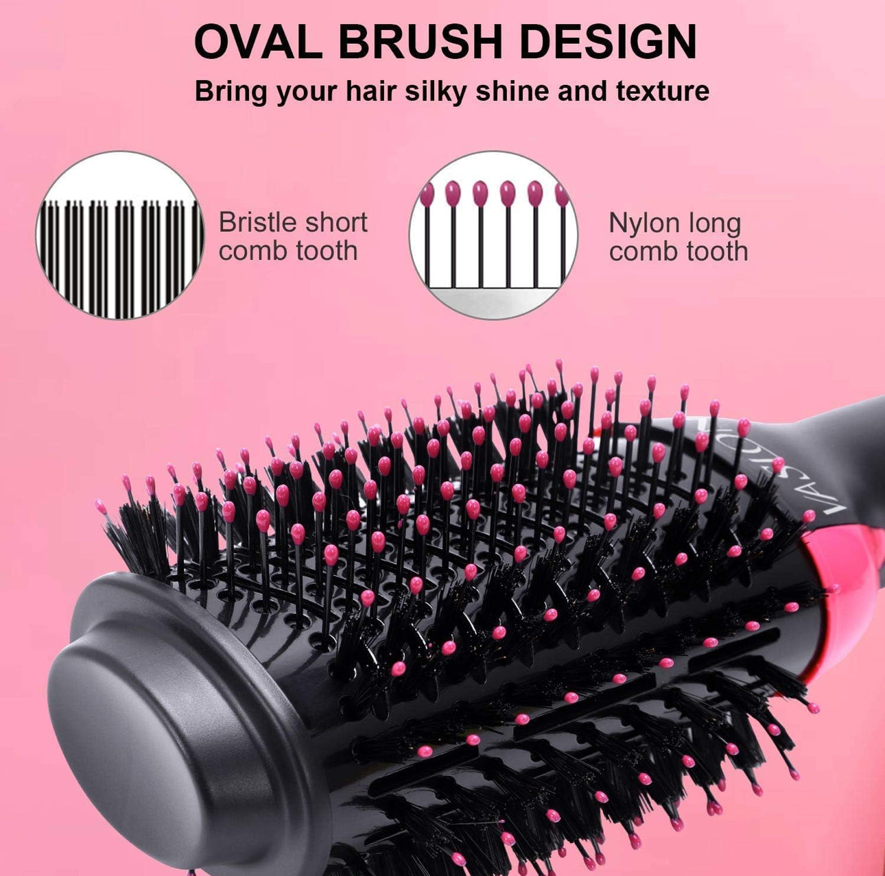 Hot Air Brush, 4-in-1 One-Step Hair Dryer and Volumizer, Negative Ion Hair Dryer Brush Styler, Ceramic Lightweight Styling Brush for Hair Drying, Styling, Curling, Straightening, Shine and Hair Volume