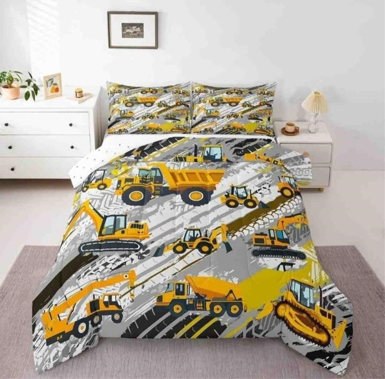 Erosebridal Full Size 3 Piece Construction Comforter Set Truck