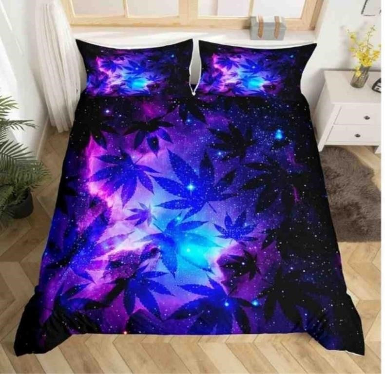 Marijuana Leaf Duvet Cover Teens Cannabis, Queen Comforter Cover Soft