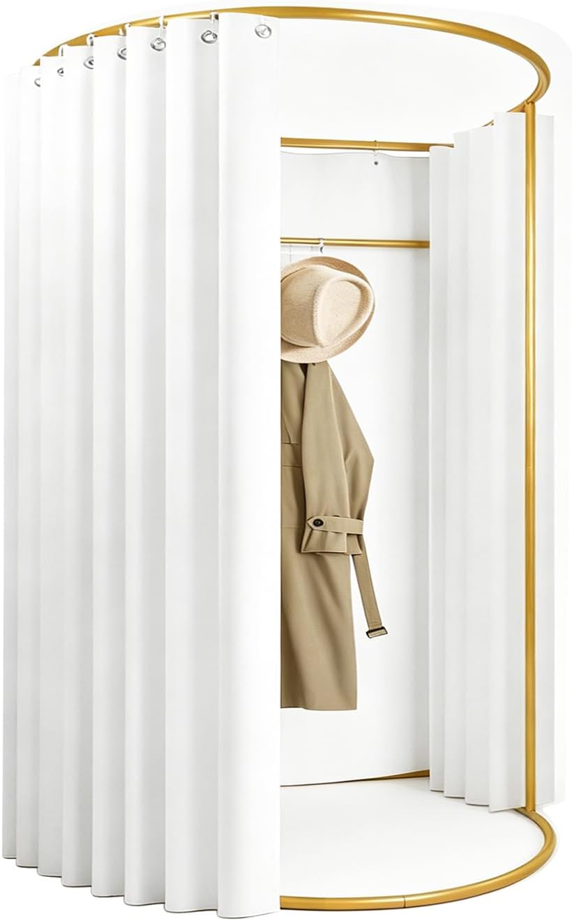 Clothing Store Fitting Room, Portable Changing Room with Shading Curtain