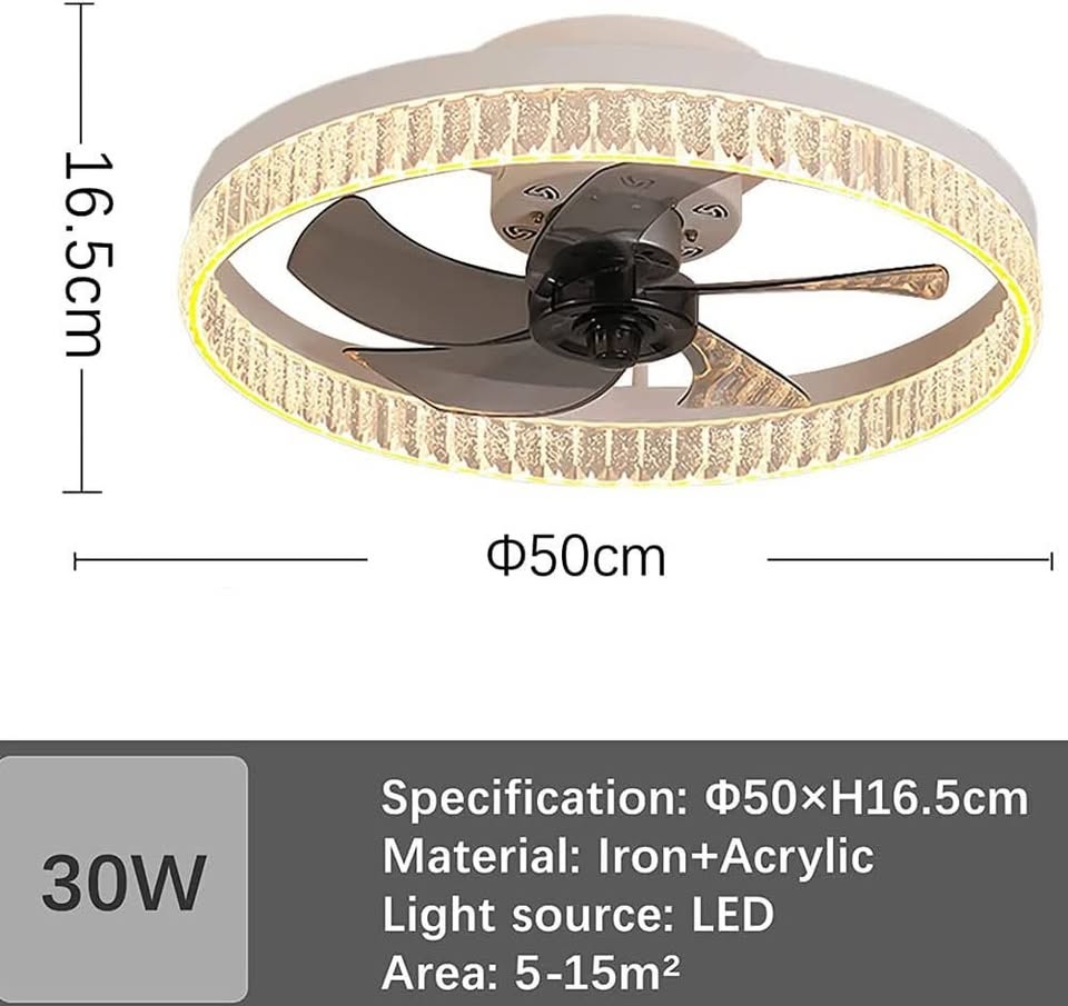 LED 30W Invisible Ceiling Fan with Lamp with R